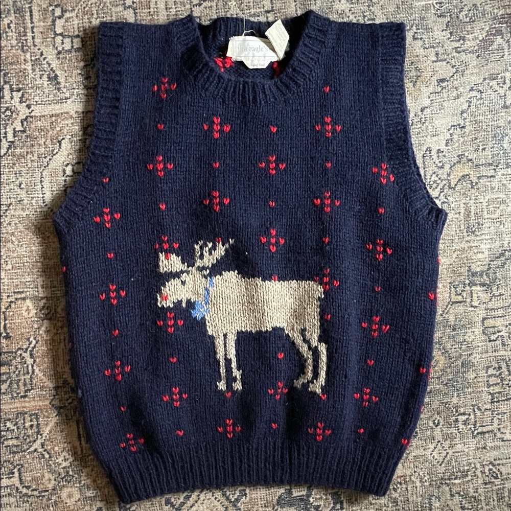 Vintage Eagle’s Eye Navy Moose Sweater Vest